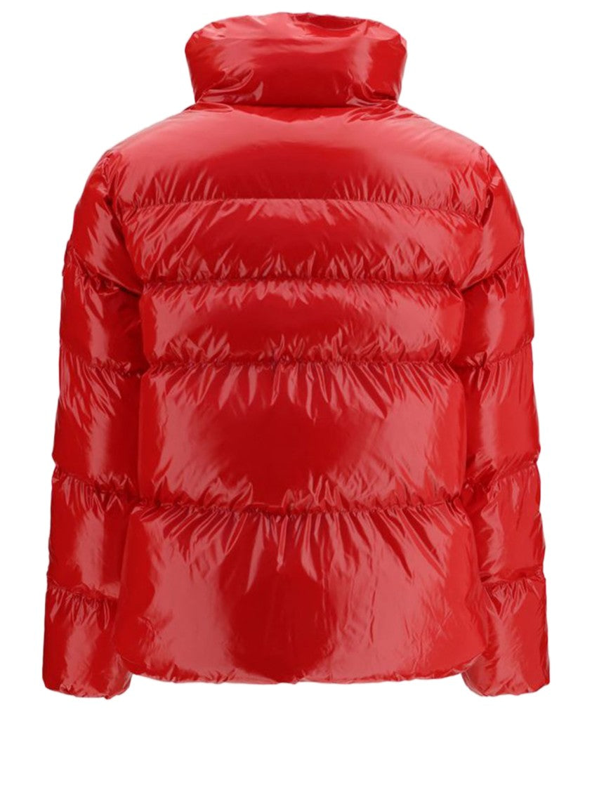 Pinko Red High Collar Quilted Nylon Down Jacket