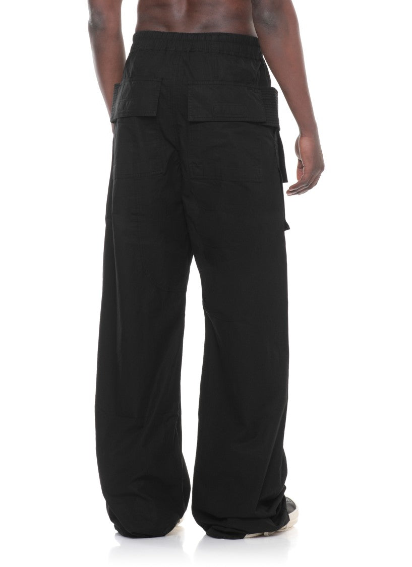 Drkshdw By Rick Owens Black Creatch Wide Cotton Cargo Pants