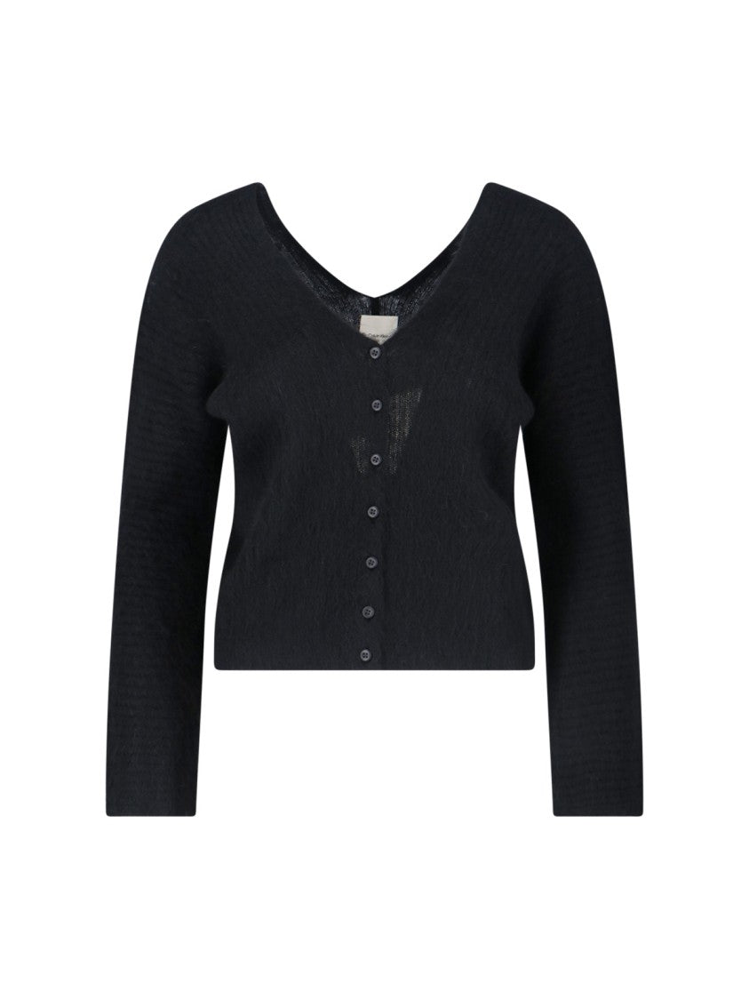 Calvin Klein Ribbed Wool Cardigan – Black