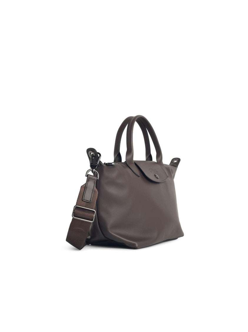 Longchamp 'S Le Pliage Xtra' Leather 'Moka' Handle Bag