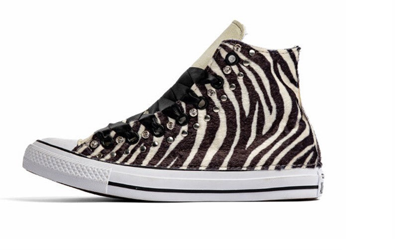 Converse Custom High-Top Sneakers With Bold Zebra Stripe