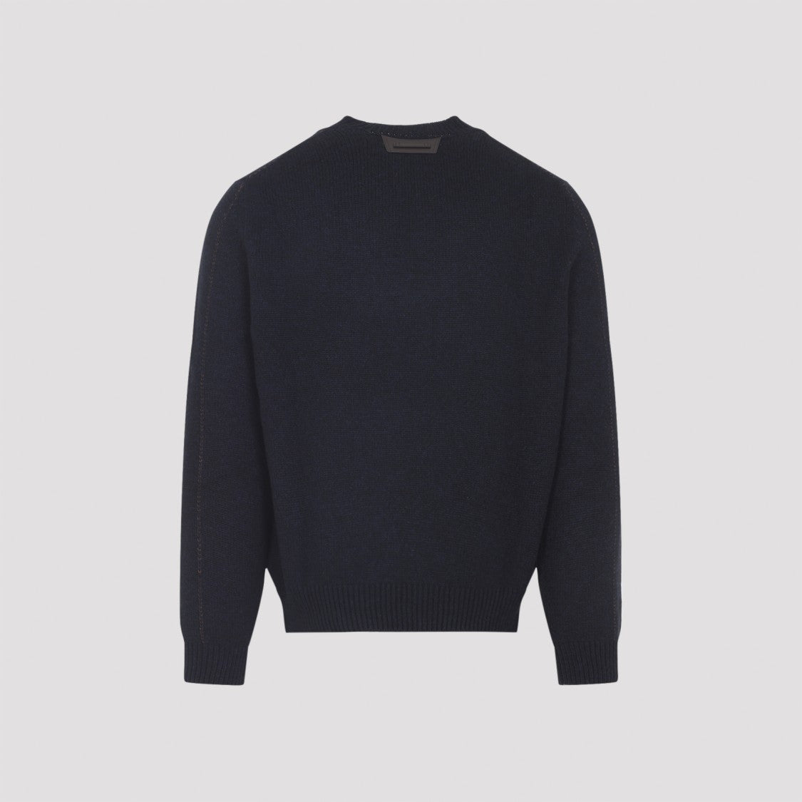 Berluti Dark Blue Cashmere Pullover With Leather Detailing