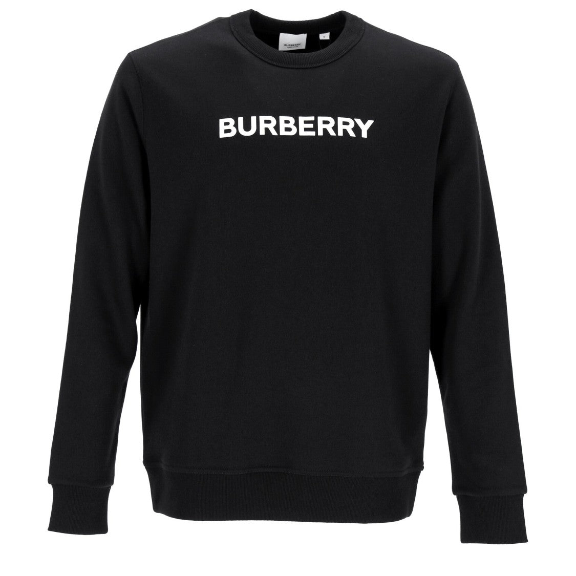 Burberry Black Sweatshirt With Bold Logo Print And Ribbed Detailing