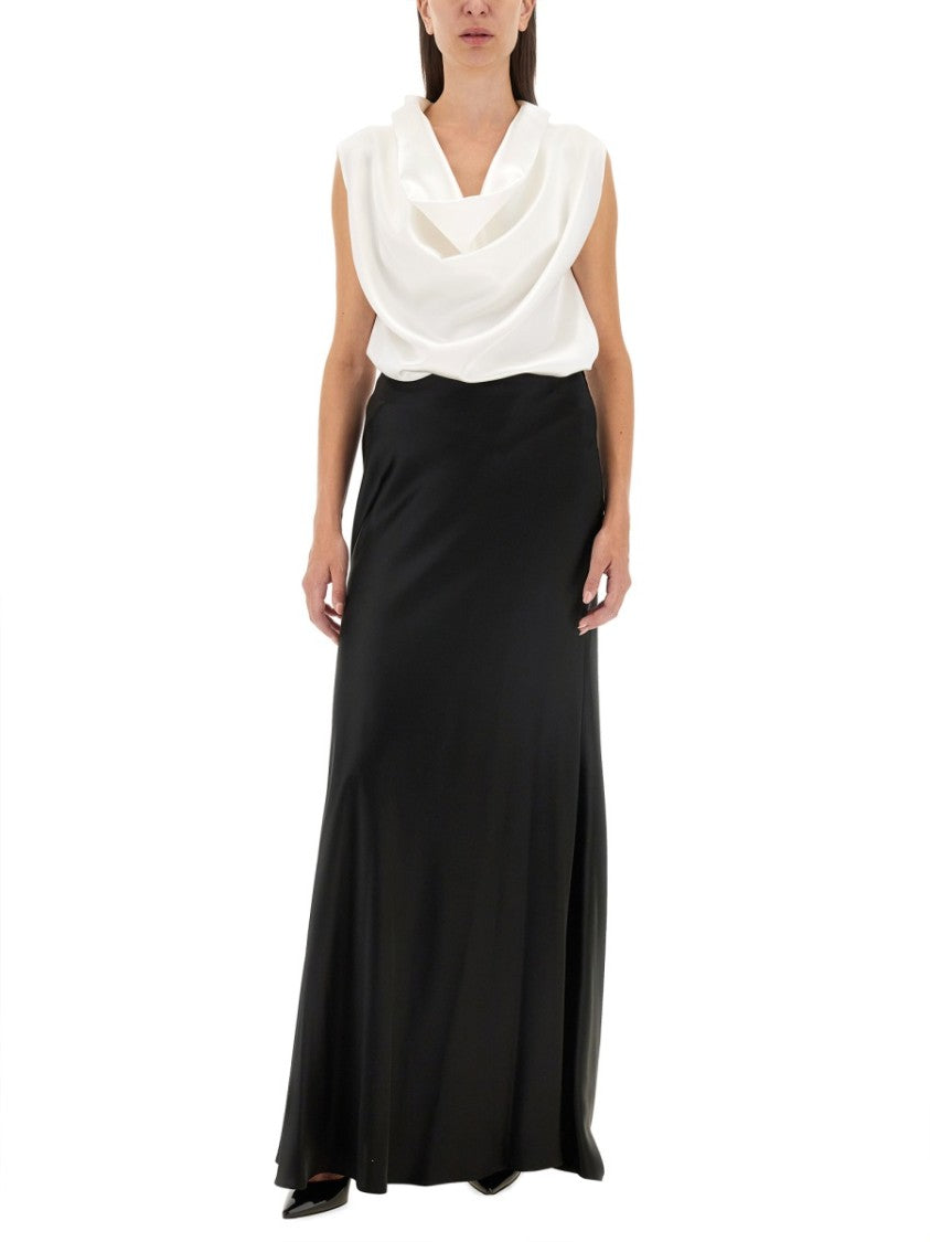 Kiton Flowing Black Maxi Skirt With Smooth Finish