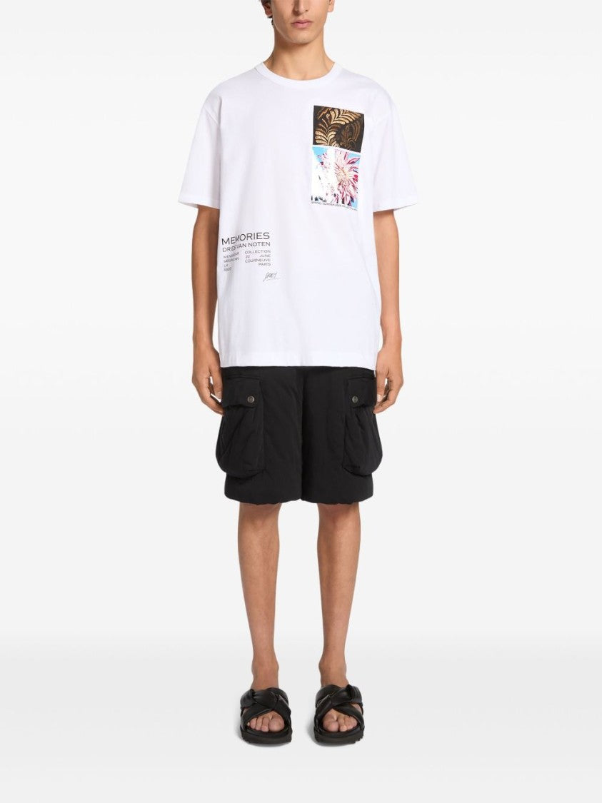 Dries Van Noten Short Sleeve White Graphic Print Crew Neck T-Shirt