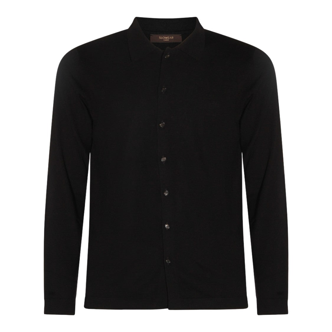 Zanone Button-Up Black Sweater With Classic Collar