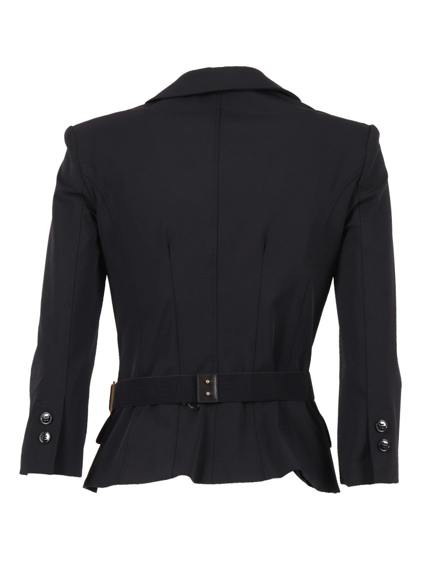 Elisabetta Franchi Belted Tailored Gold Buckle Jacket