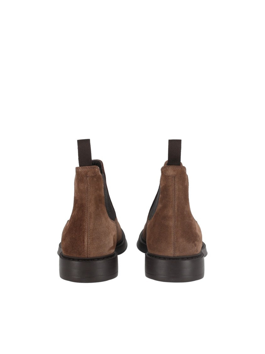 Doucal's Brown Beatle Elastic Suede Ankle Boots
