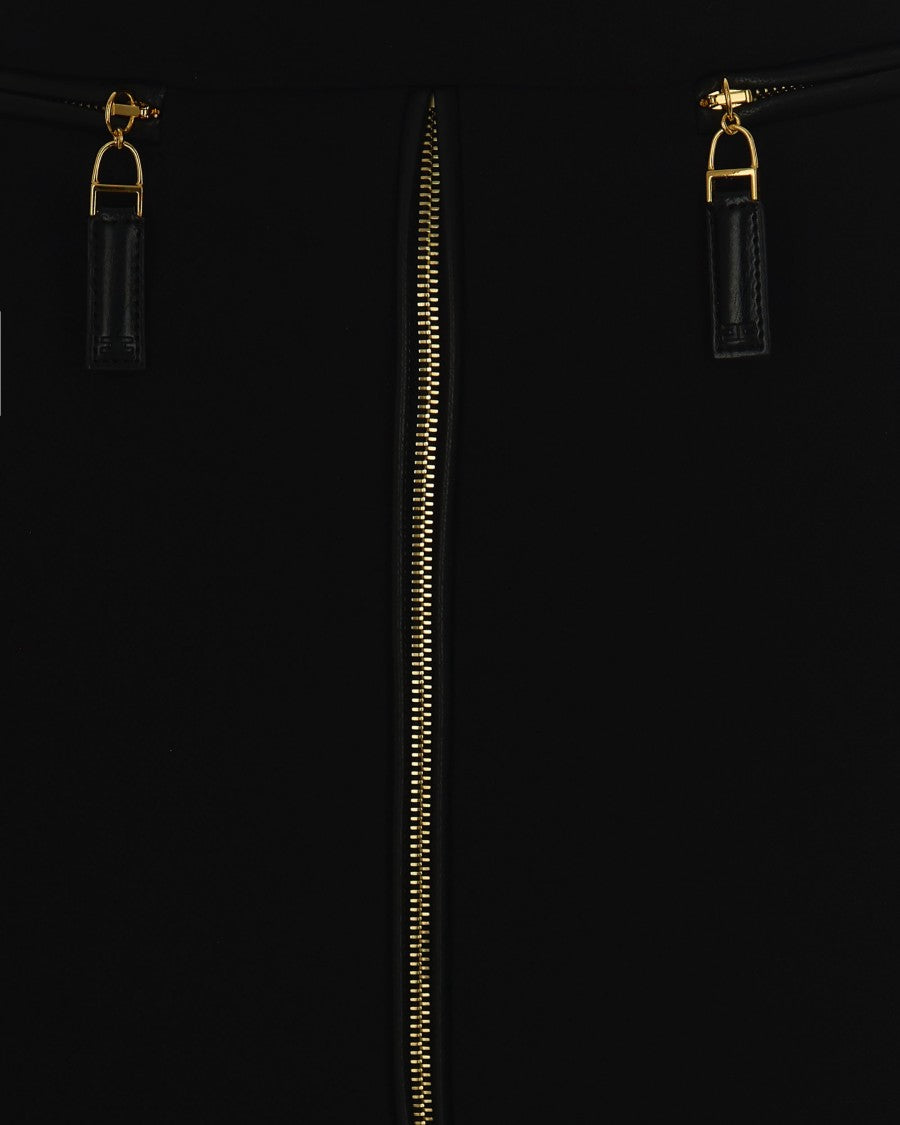 Elisabetta Franchi Lightweight Black Crêpe Skirt With Zip