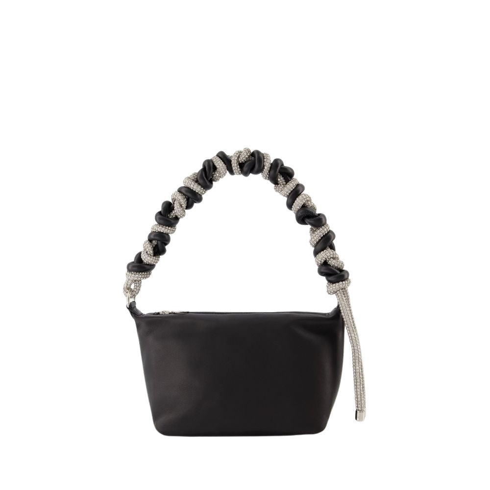 Kara Crystal Phone Cord Hobo Bag - Black - Leather