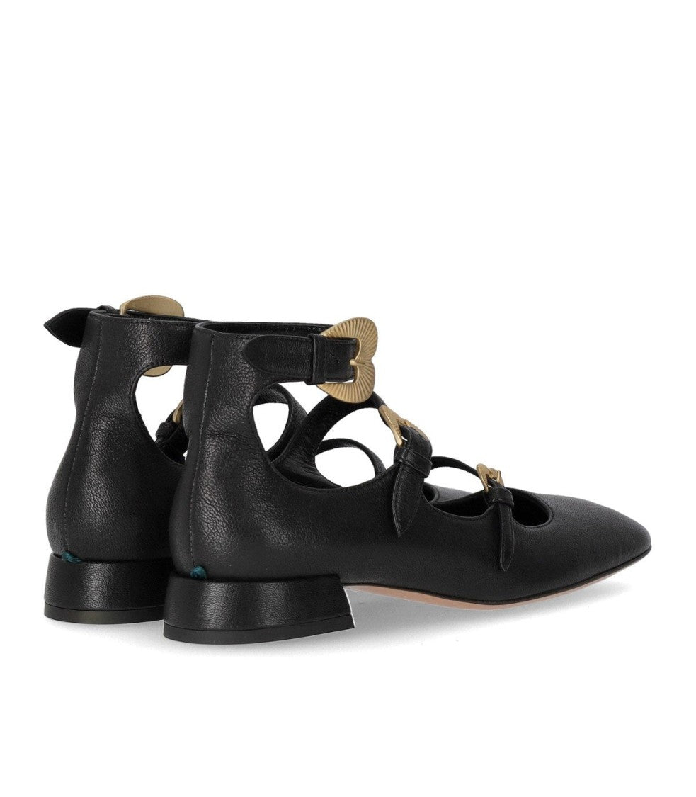 A. Bocca Black Ballet Flat With Straps