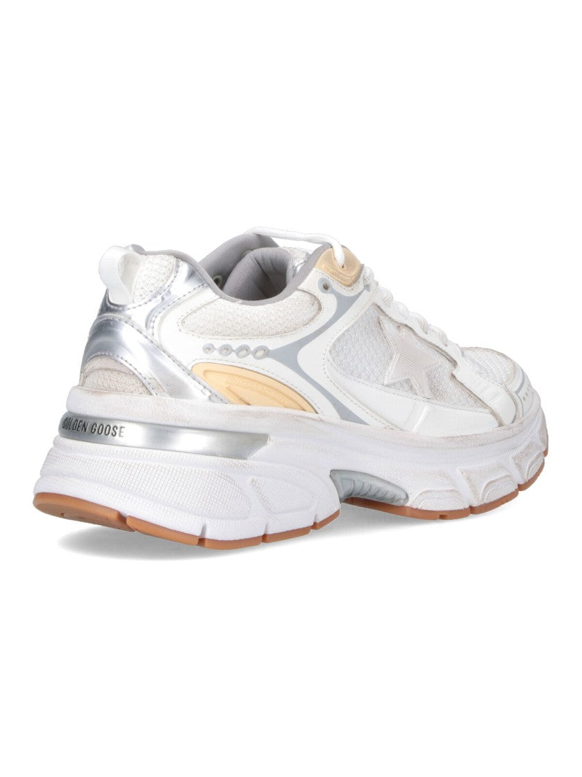 Golden Goose White Lightstar Leather Mesh Chunky Sneakers