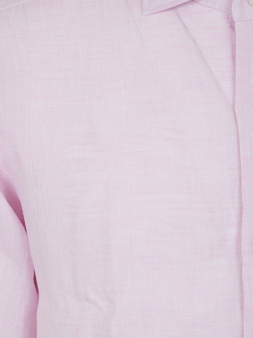 Barba Linen Shirt In Soft Light Pink