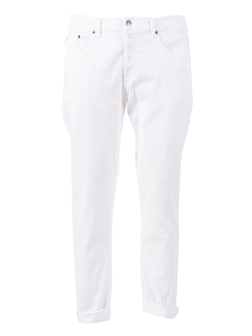 Dondup White Icon Tapered Cuffed Straight-Leg Pants