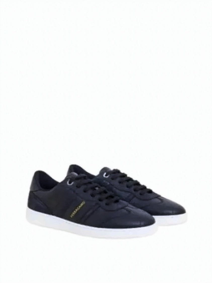 Salvatore Ferragamo Low-Top Calf Leather Sneakers With Gold Branding