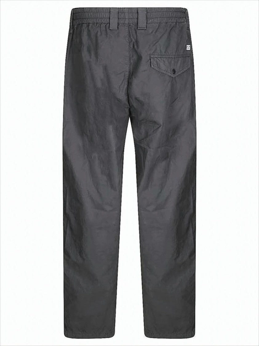 C.P. Company Matte Finish Grey Straight Pants With Button Closure