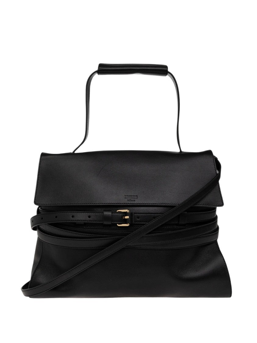 Moschino Nappa Leather Belted Shoulder Bag