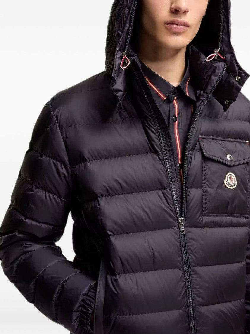 Moncler Padded Quilted High Collar Logo Patch Jacket