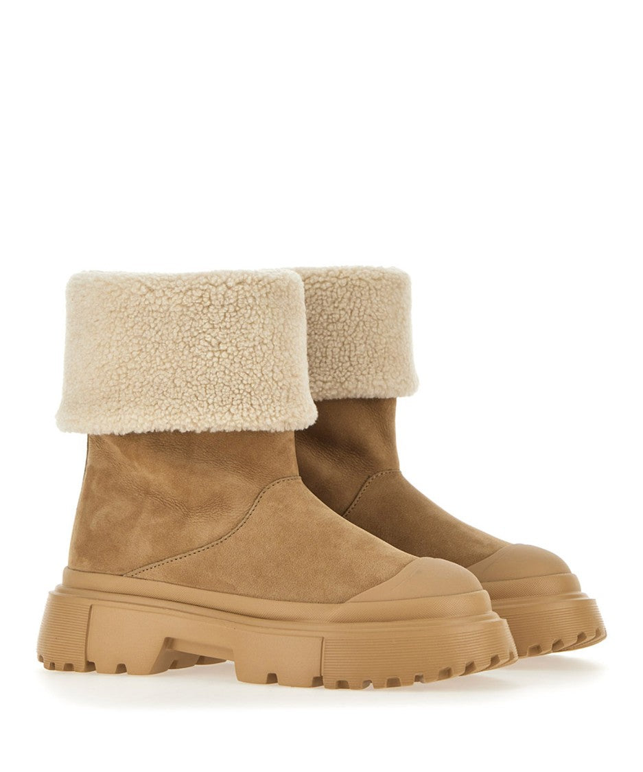 Hogan Ankle Boots With Bouclé Fleece Cuff