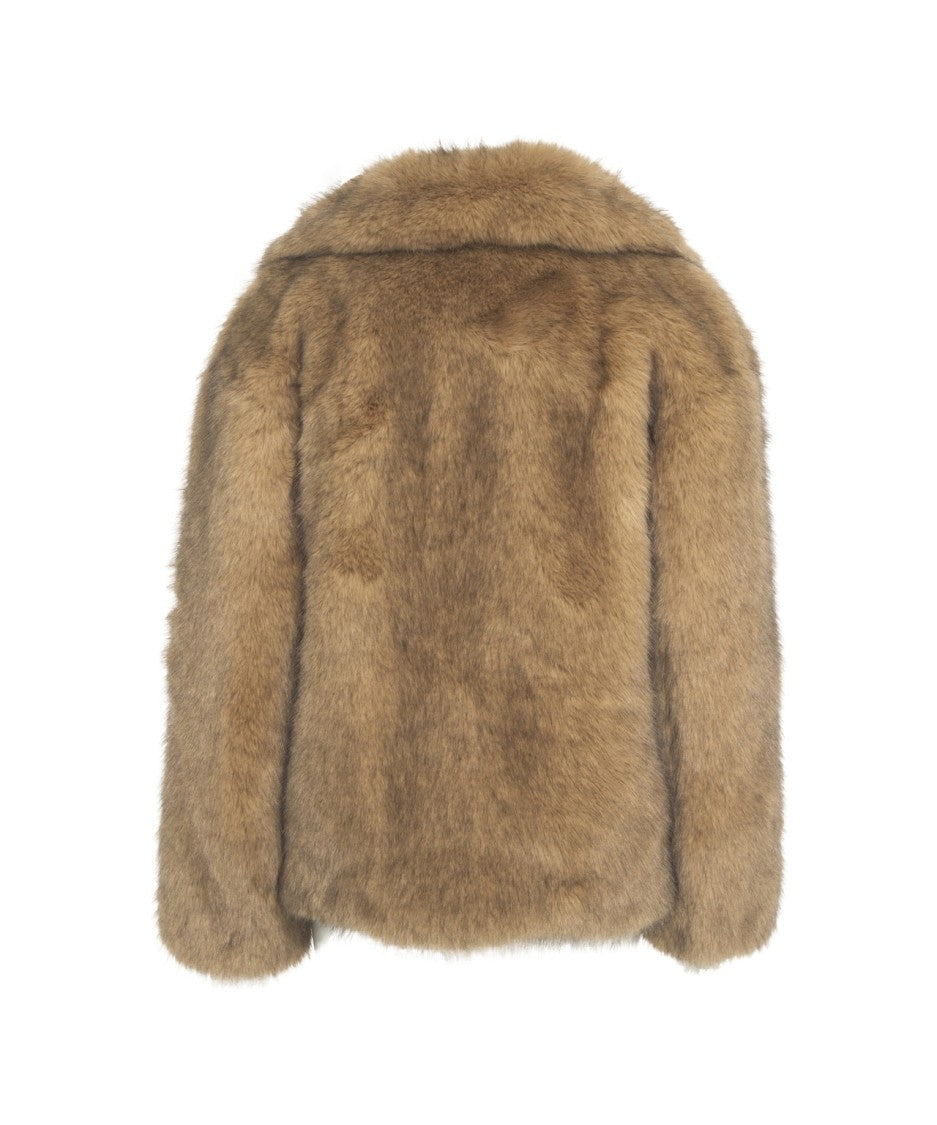 Stand Studio Tailored Faux Fur Jacket With Classic Collar