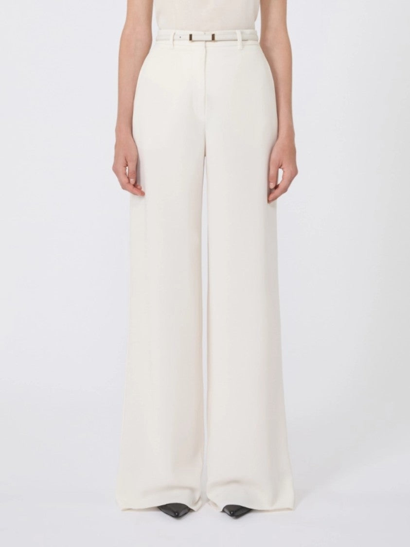 Max Mara Ivory Wide-Leg Trousers With Classic Fit