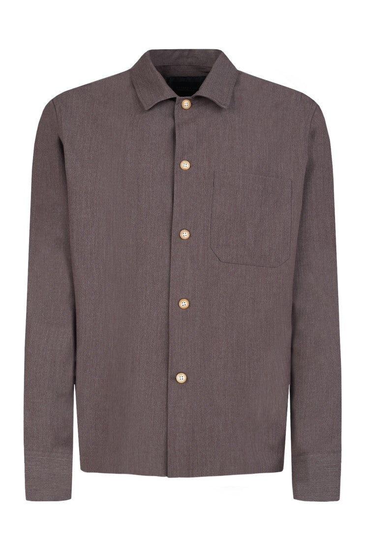 Gazzarrini X Michele Franzese Tailored Brown Overshirt With Chest Pocket