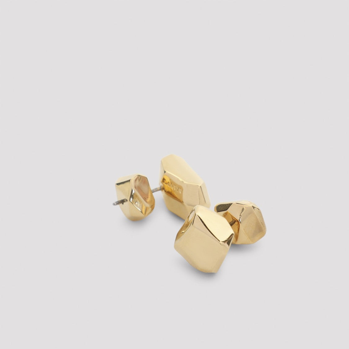 Lanvin Tiny Studs Cubic Metal Gold Brass Earrings
