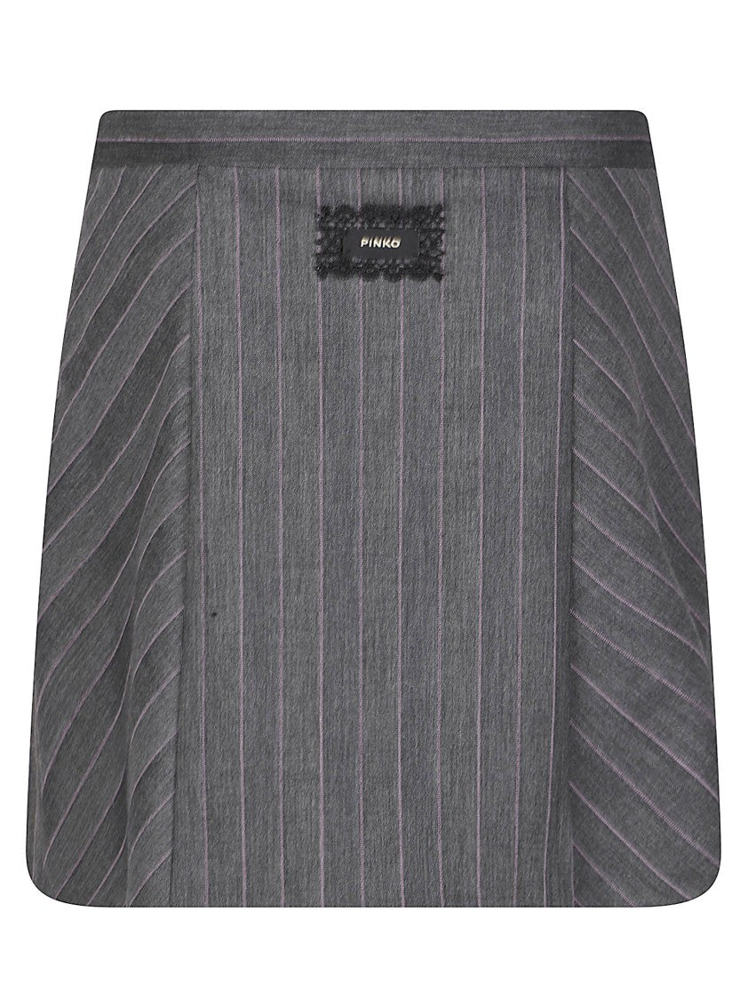 Pinko Giunco Pinstriped Flared Tailored Mini Skirt