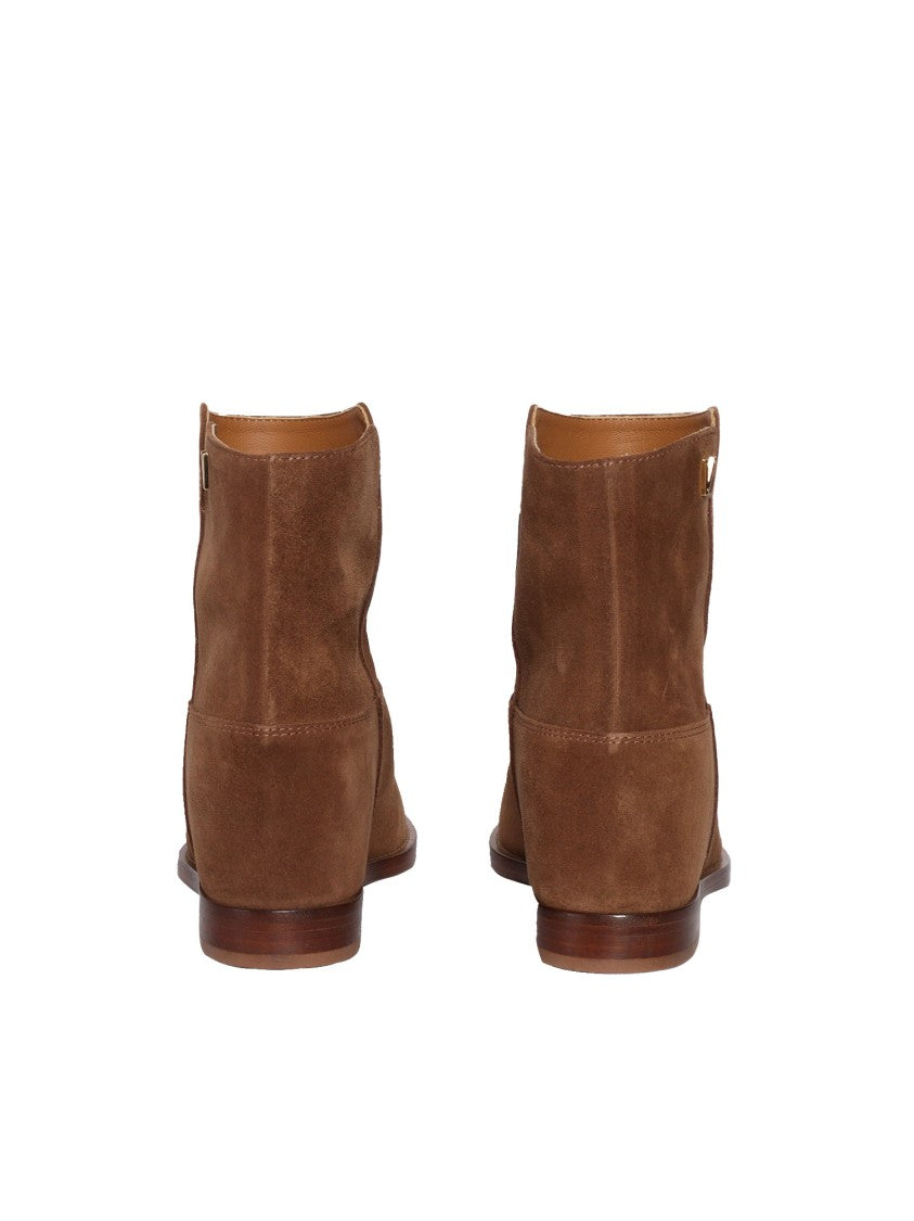 Via Roma 15 V-Cut Brown Leather Ankle Boots