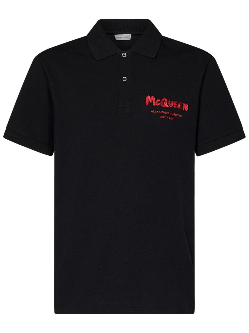 Alexander Mcqueen Black Cotton Polo