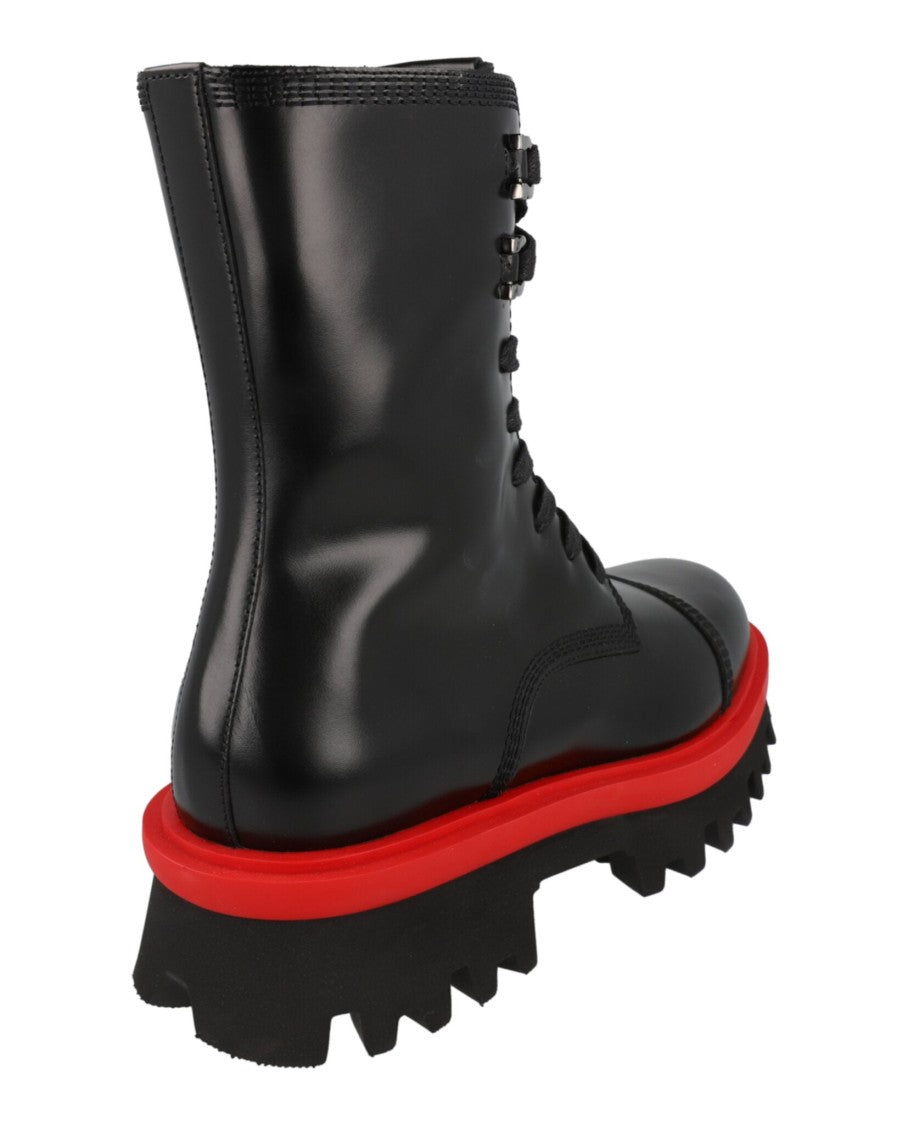 Ferragamo Kira Leather Combat Boots