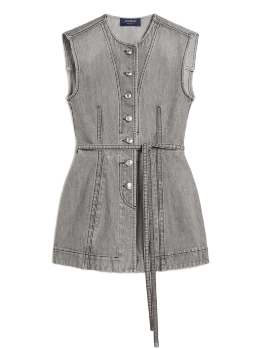 Max Mara Structured Sleeveless Jacket With Belted Waist