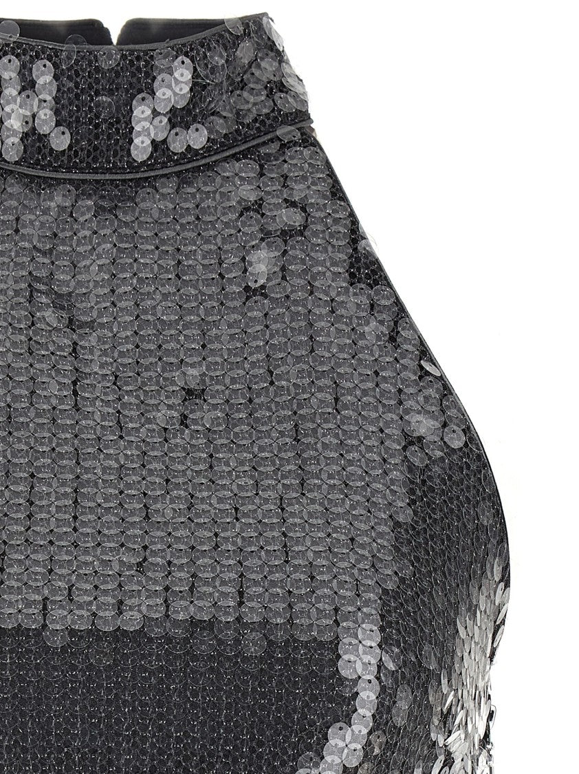 Rotate Birger Christensen Halterneck Sequin Mesh Top