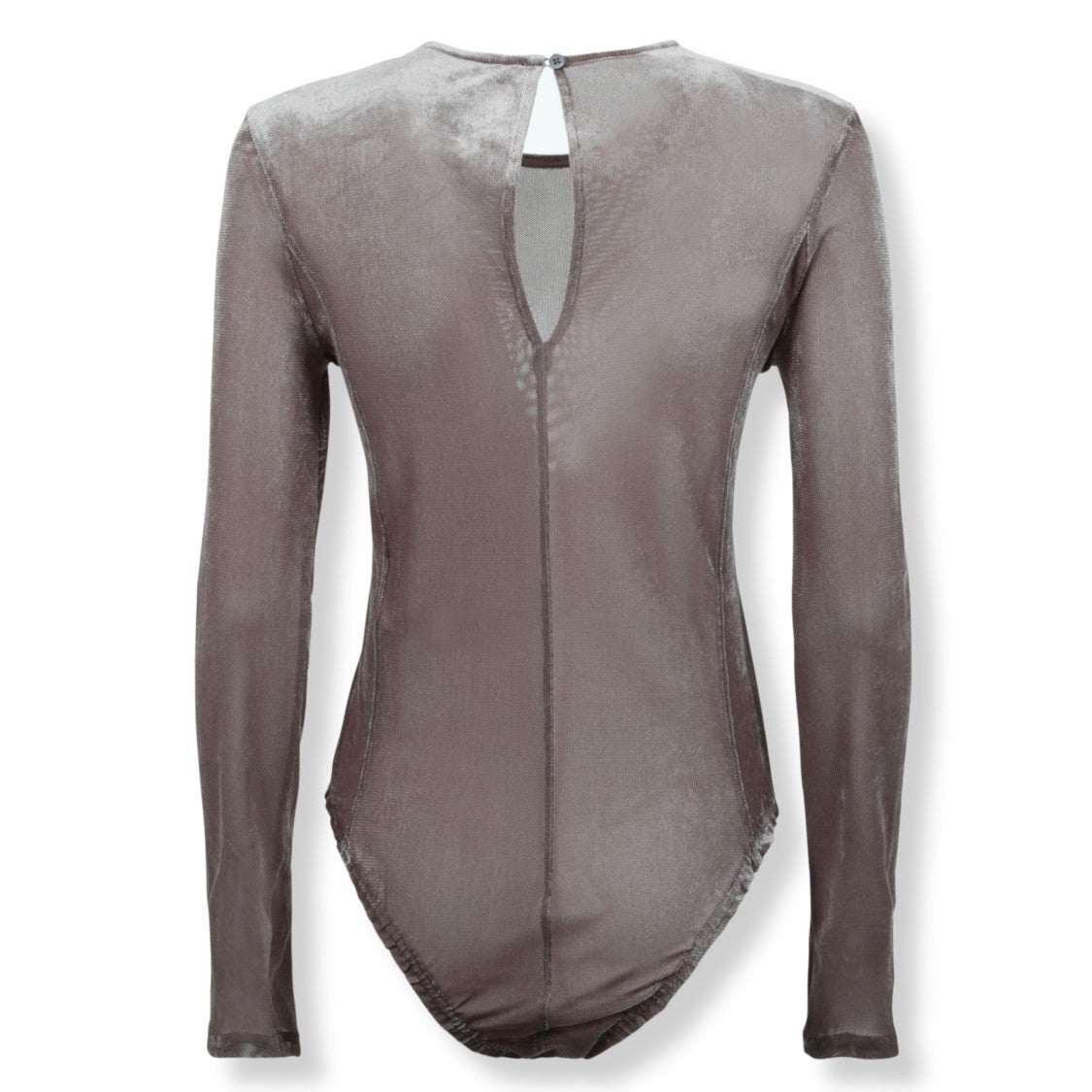 Remain Black Velvet Mesh Bodysuit With Contoured Silhouette