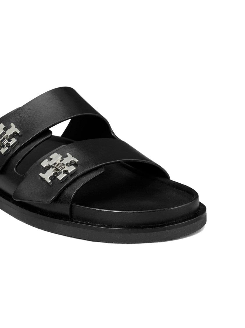 Tory Burch Open-Toe Sandals With Metallic Logo Emblem
