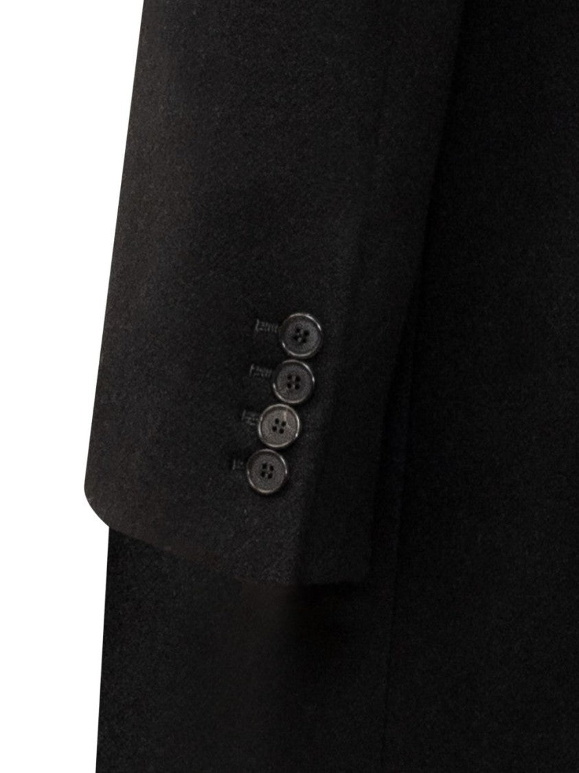Givenchy Black Peak Lapel Single Breasted Coat