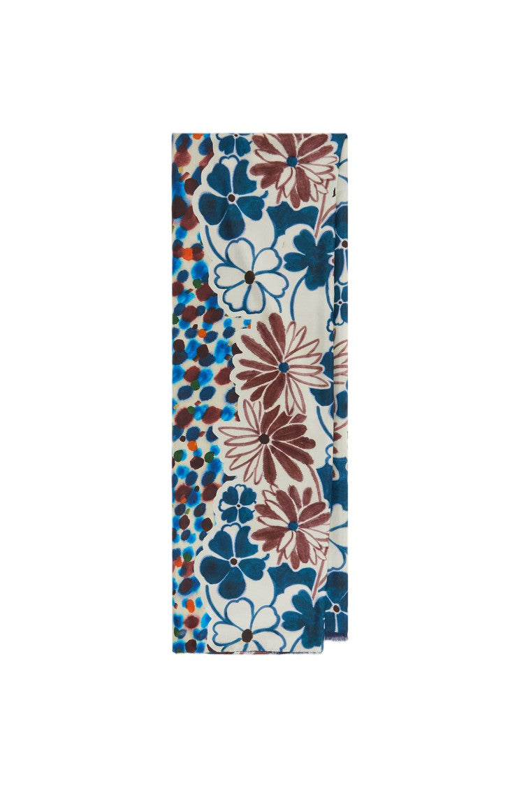 Maliparmi Floral Print Habutai Silk Wool-Lined Stole