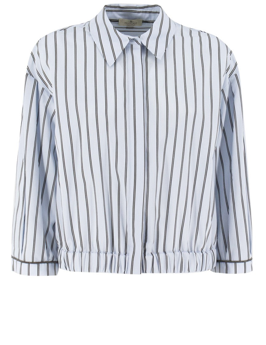 Panicale Striped Top With Classic Collar