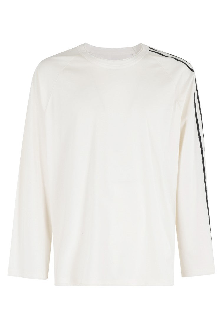 Y-3 White Ls Tee Raw Edges Three-Stripes Cotton T-Shirt