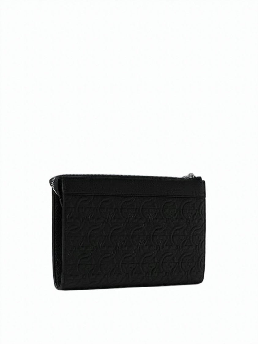 Salvatore Ferragamo Embossed Calfskin Leather Clutch