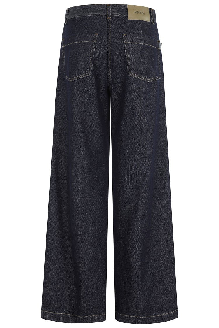 Aspesi Wide-Leg Denim Pants With Contrast Stitching