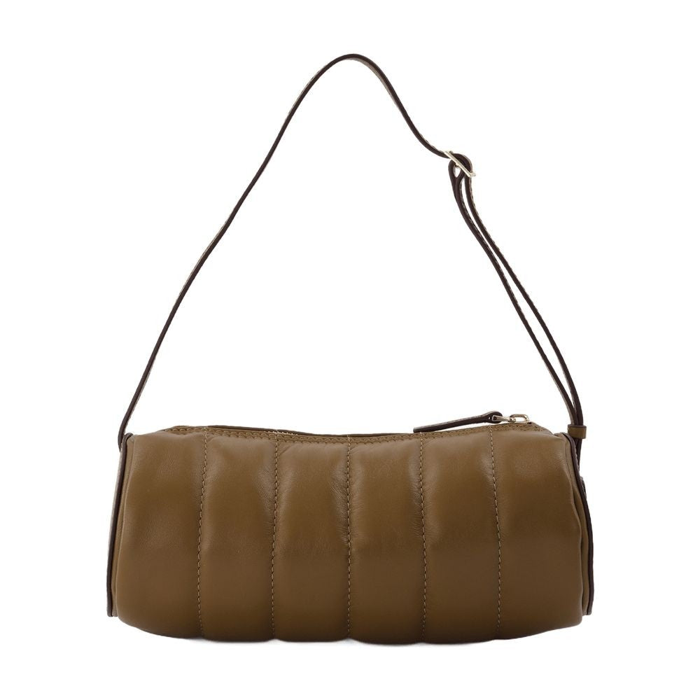 Manu Atelier Padded Cylinder Bag In Brown Leather