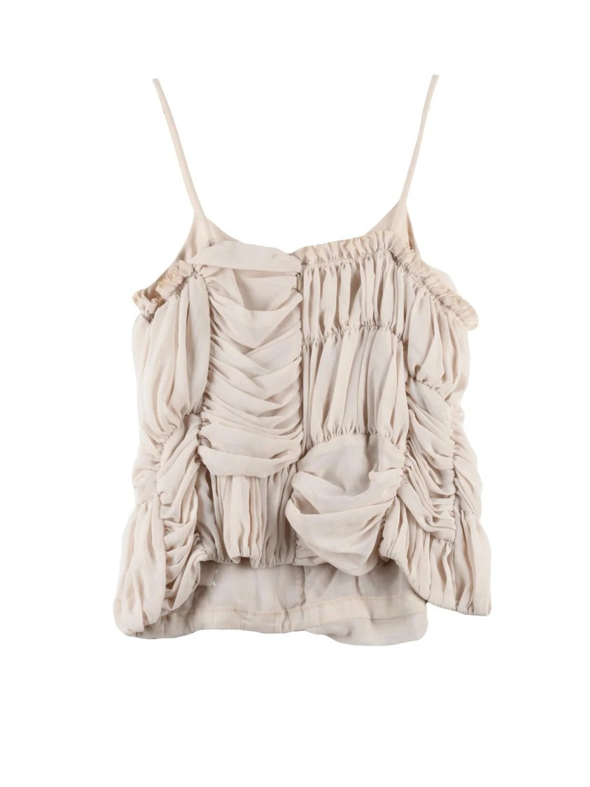 Comme Des Garçons Beige Patchwork Fluid Spaghetti Strap Polyester Tank Top