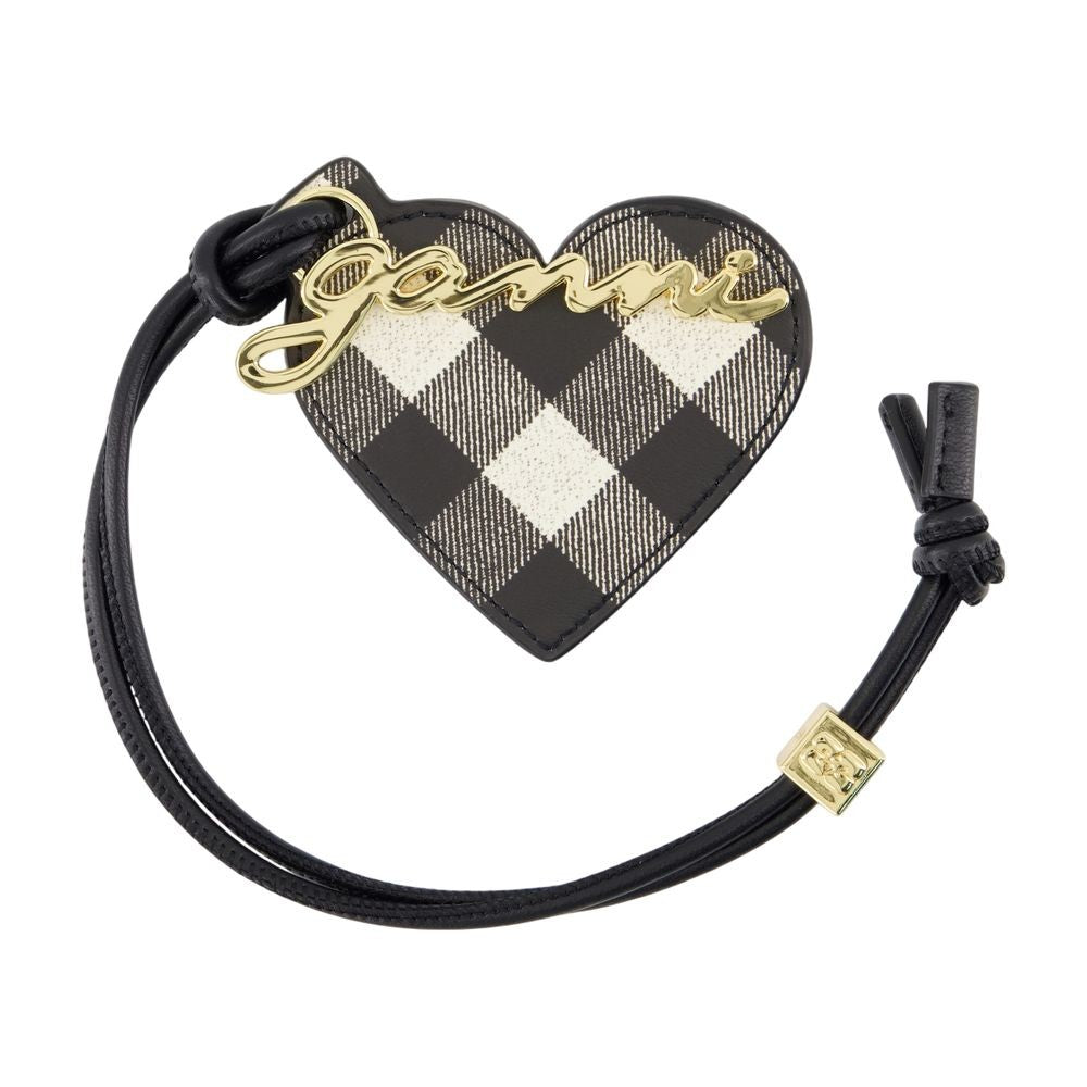 Ganni Bou Heart Keyring - Leather - Black