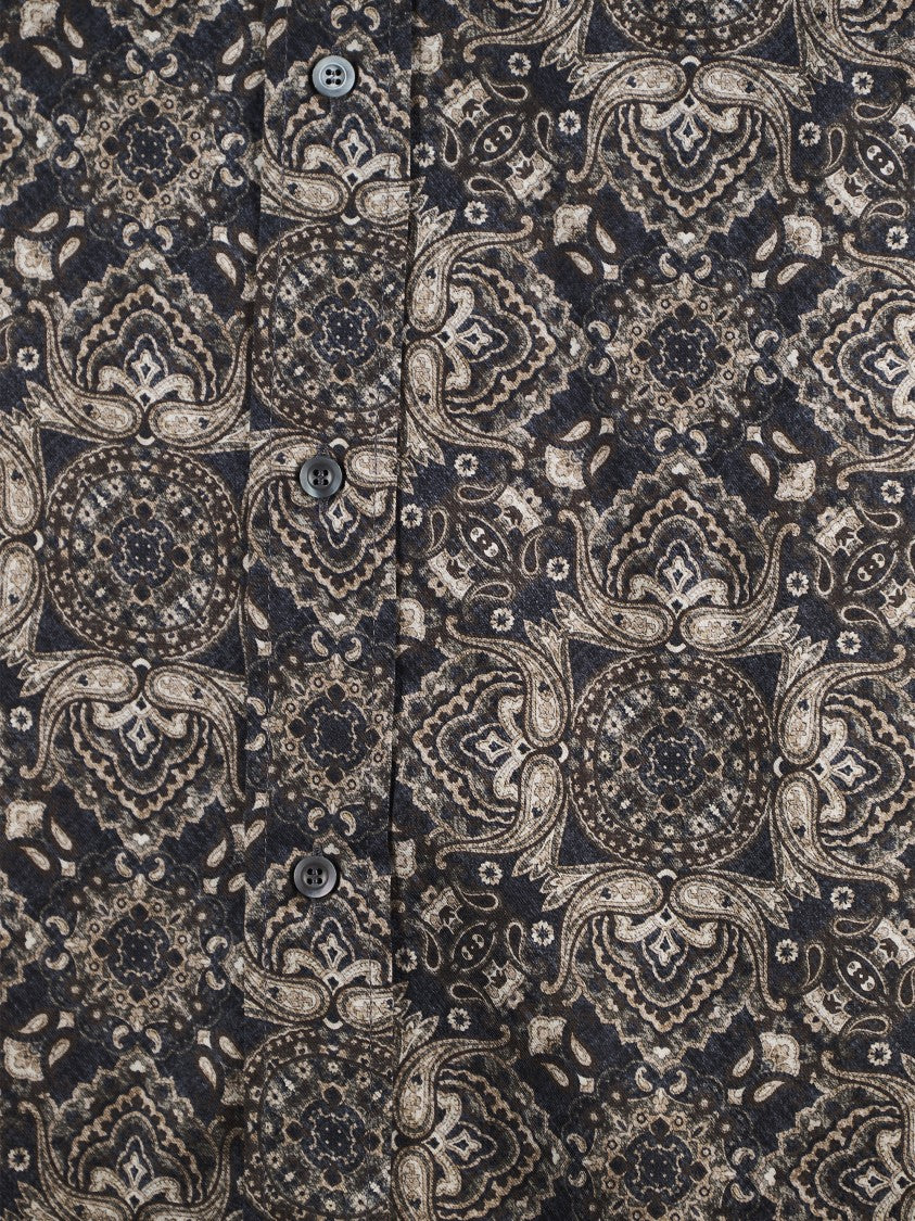 Brunello Cucinelli Intricate Patterned Anthracite Shirt