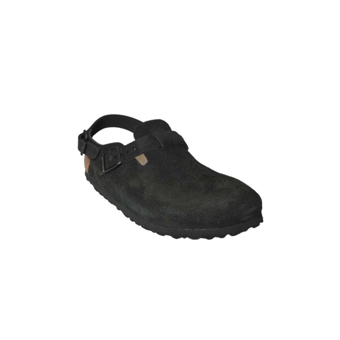 Birkenstock Closed-Toe Black Suede Sandals With Adjustable Buckle Strap
