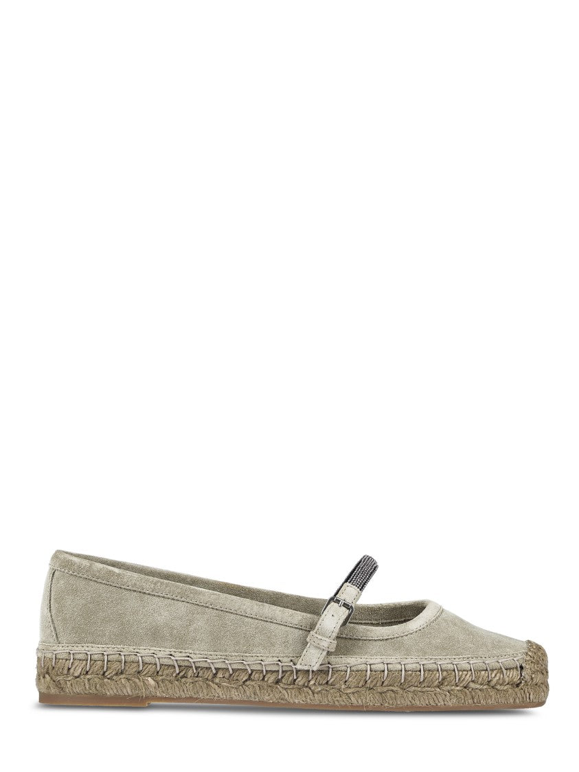 Brunello Cucinelli Soft Suede Sneakers With Espadrille-Style Sole