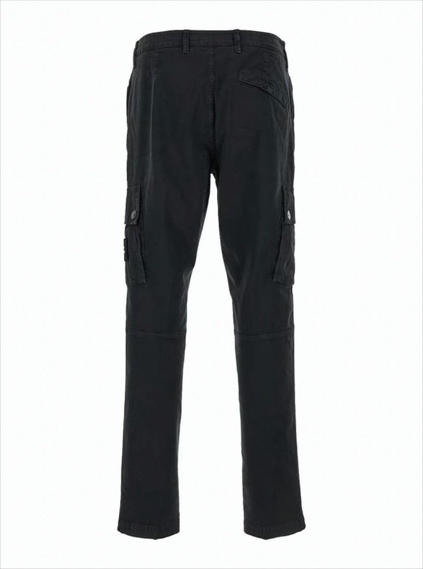 Stone Island Black Straight-Leg Cargo Pants With Flap Pockets