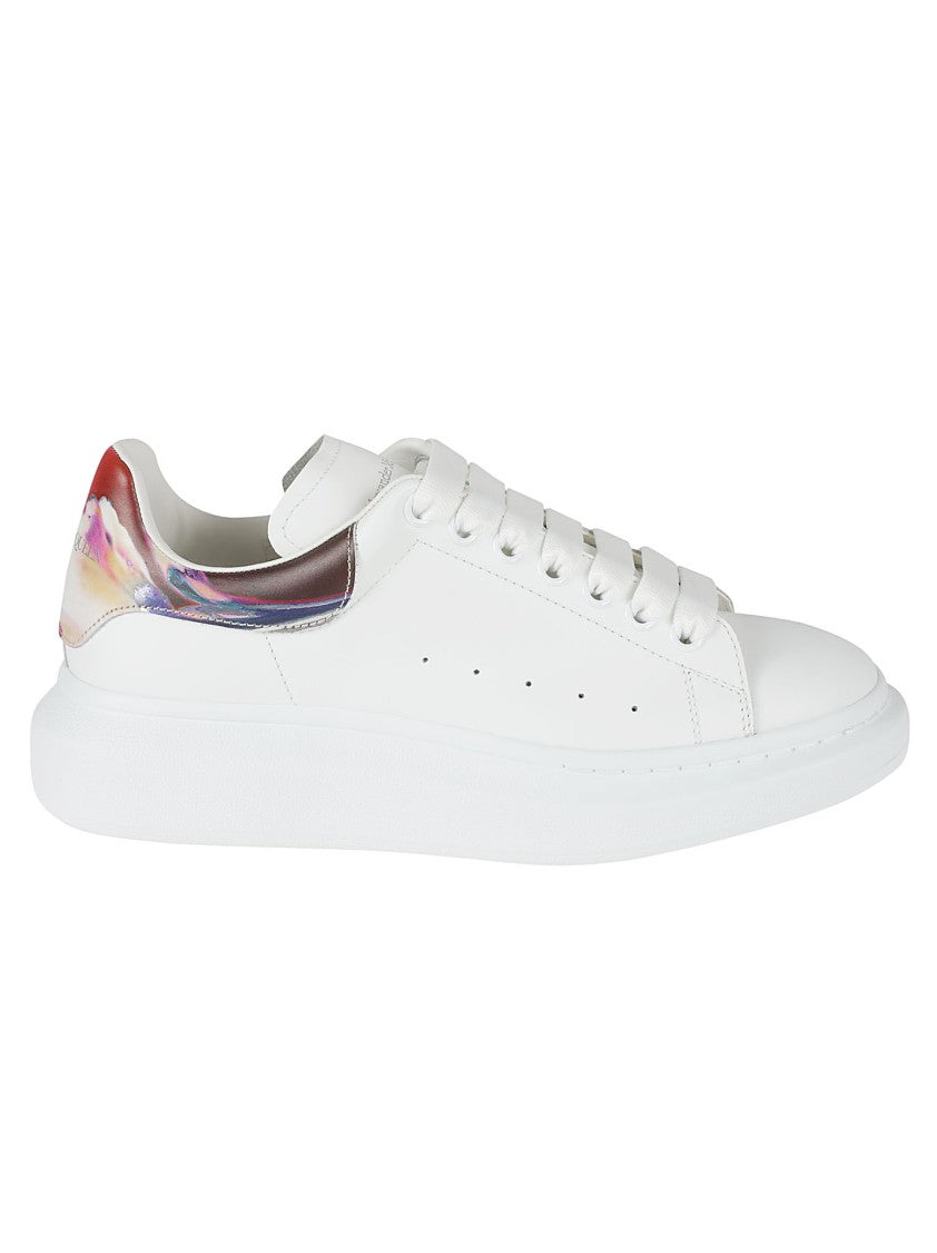 Alexander Mcqueen White Sneakers With Colorful Heel Accent
