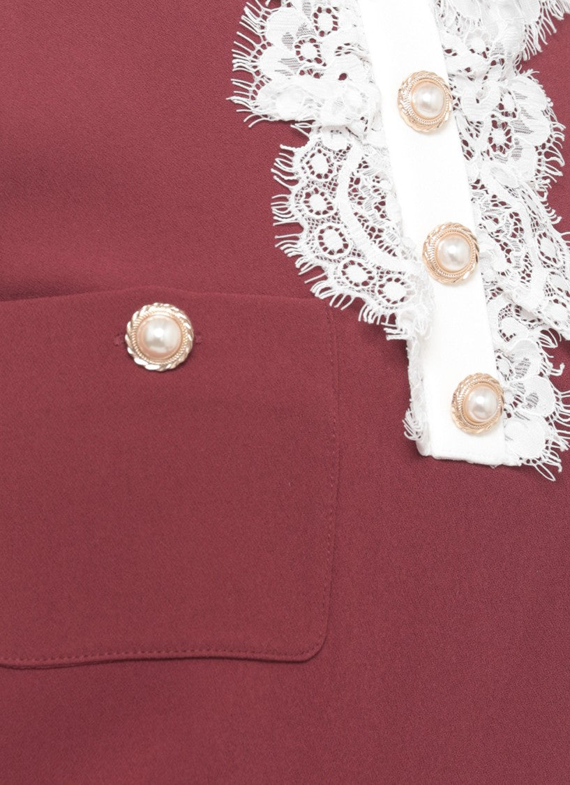 Self-Portrait Sleeveless Mini Dress With Lace Collar And Jewel Accents